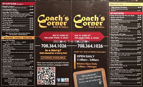 coach's corner orland park menu.